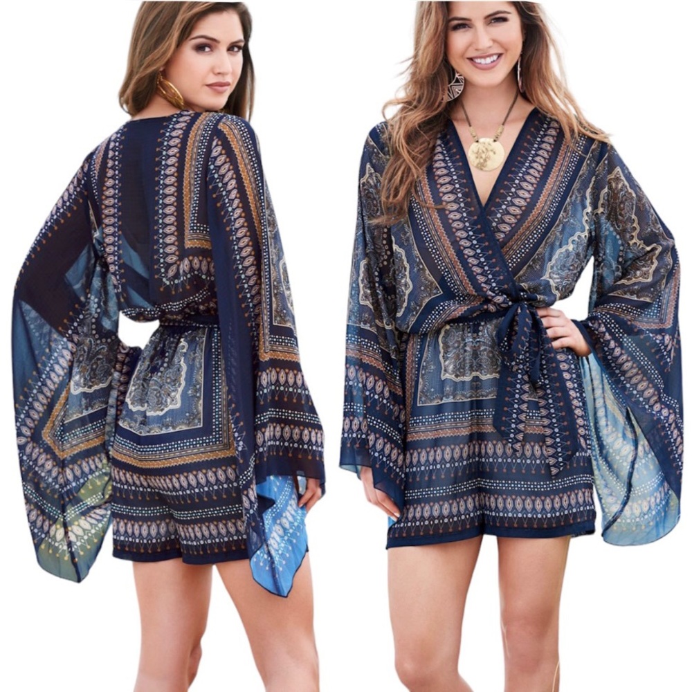 Venus Boho Romper Long Flutter Mesh Sleeves Women… - image 1
